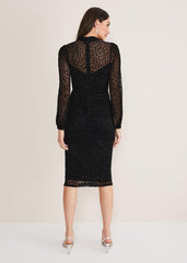 Capriana Leopard Burnout Dress - Black