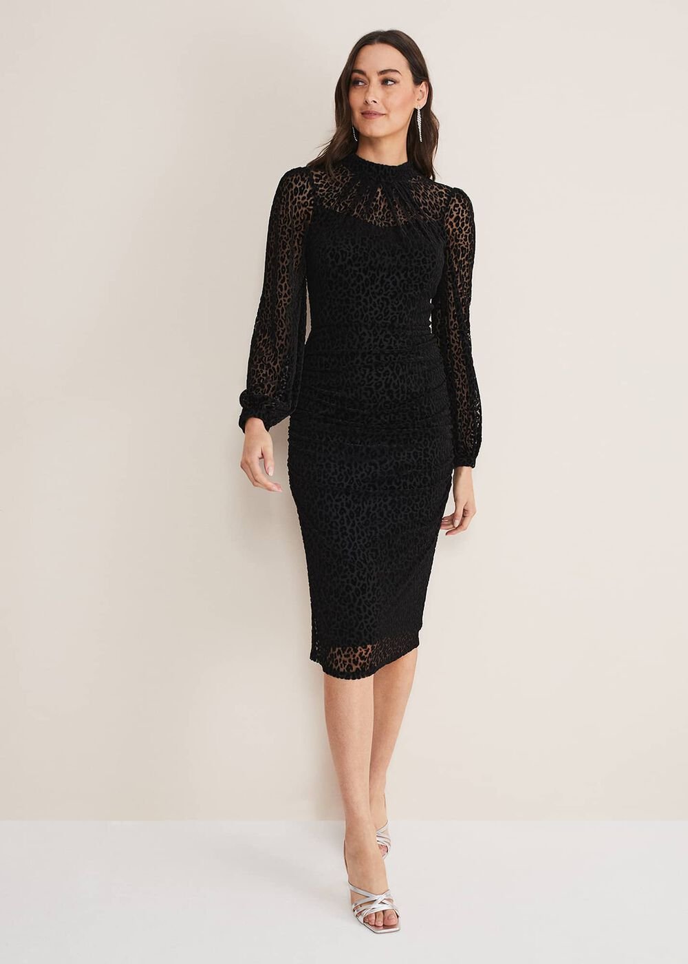Capriana Leopard Burnout Dress - Black