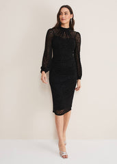 Capriana Leopard Burnout Dress - Black