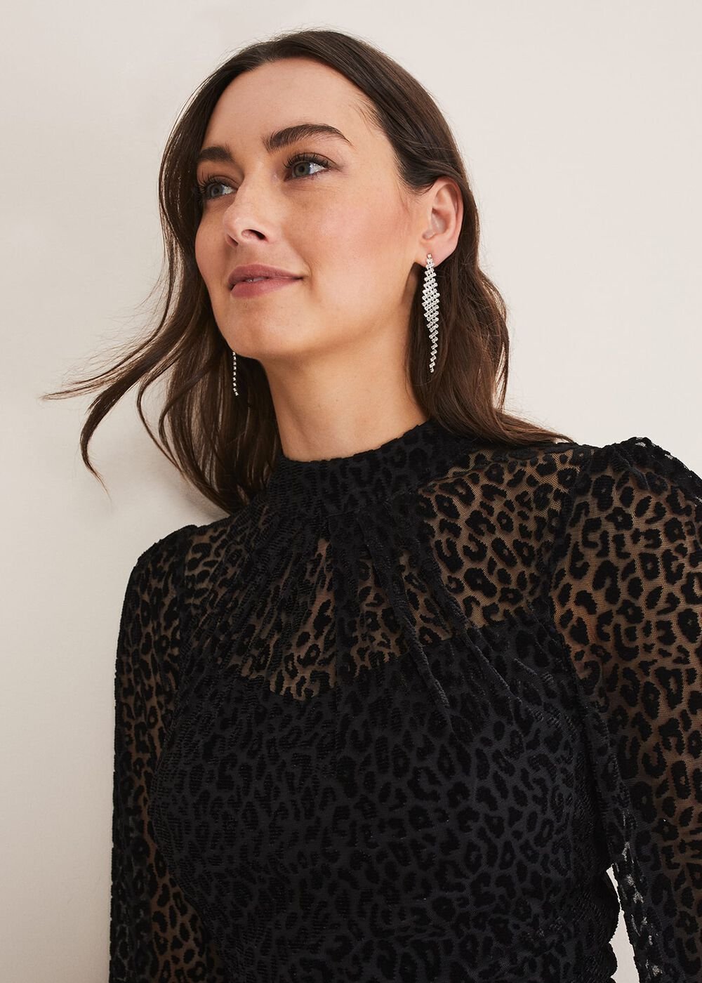Capriana Leopard Burnout Dress - Black