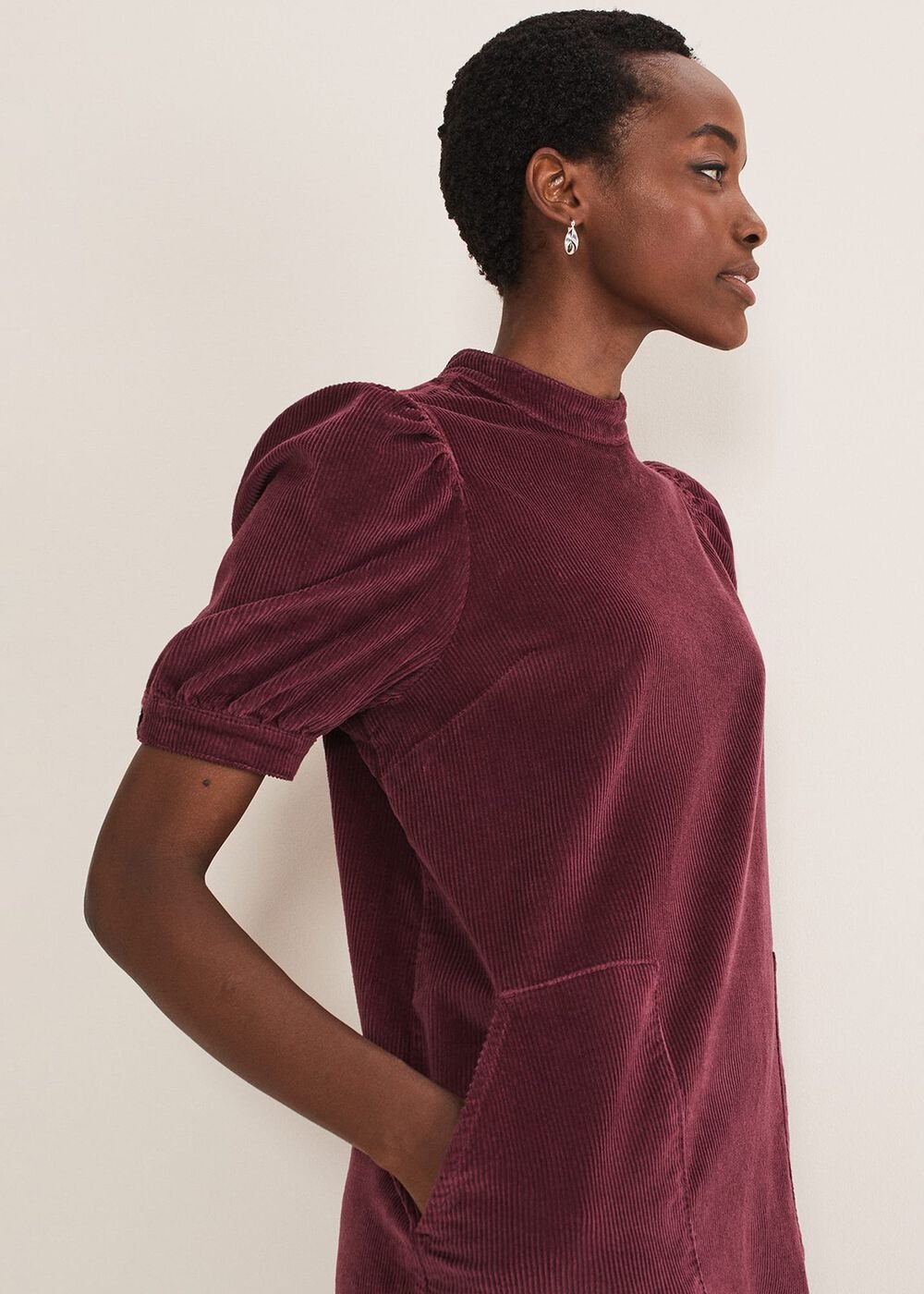 Elektra Corduroy Dress - Burgundy