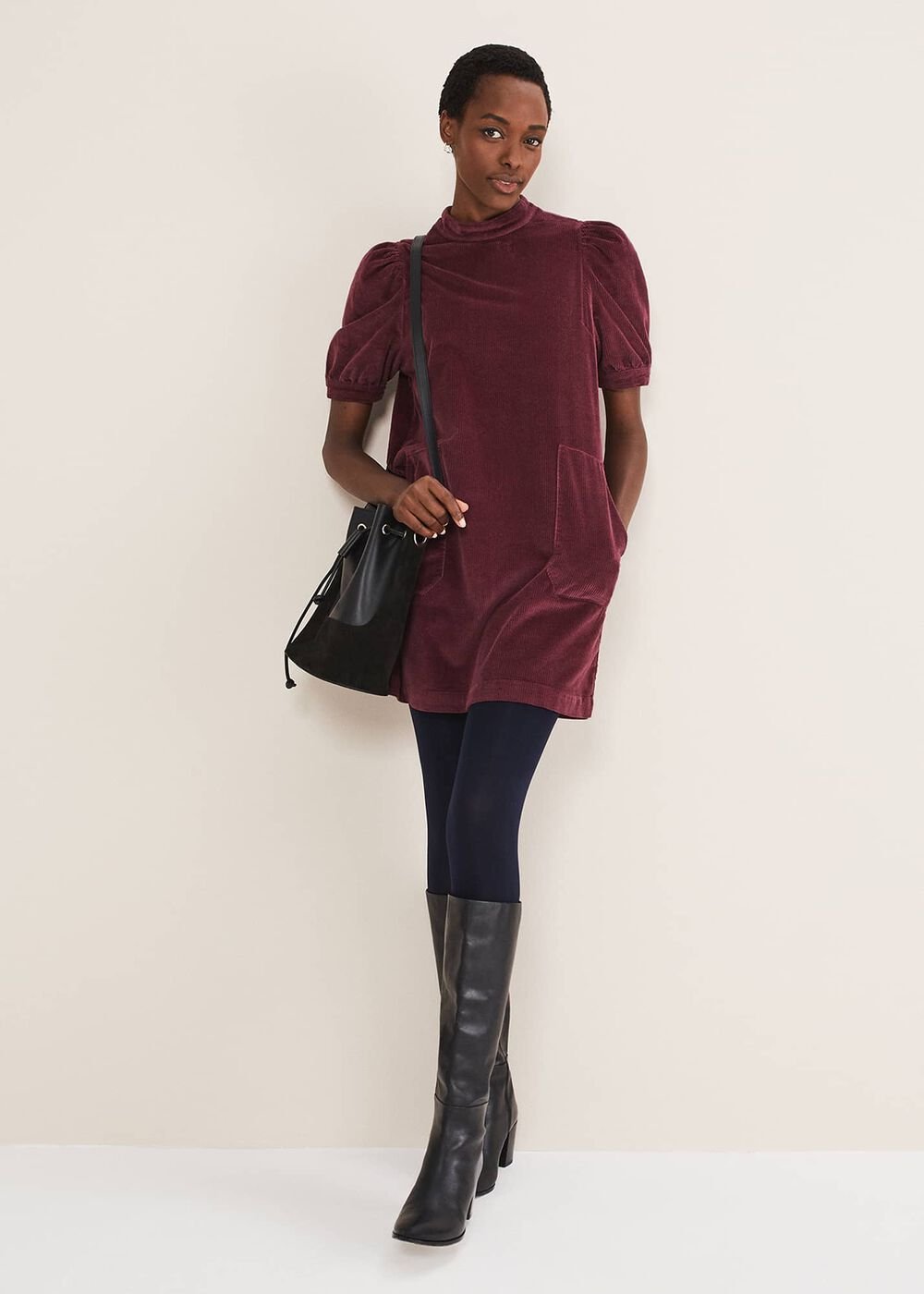 Elektra Corduroy Dress - Burgundy