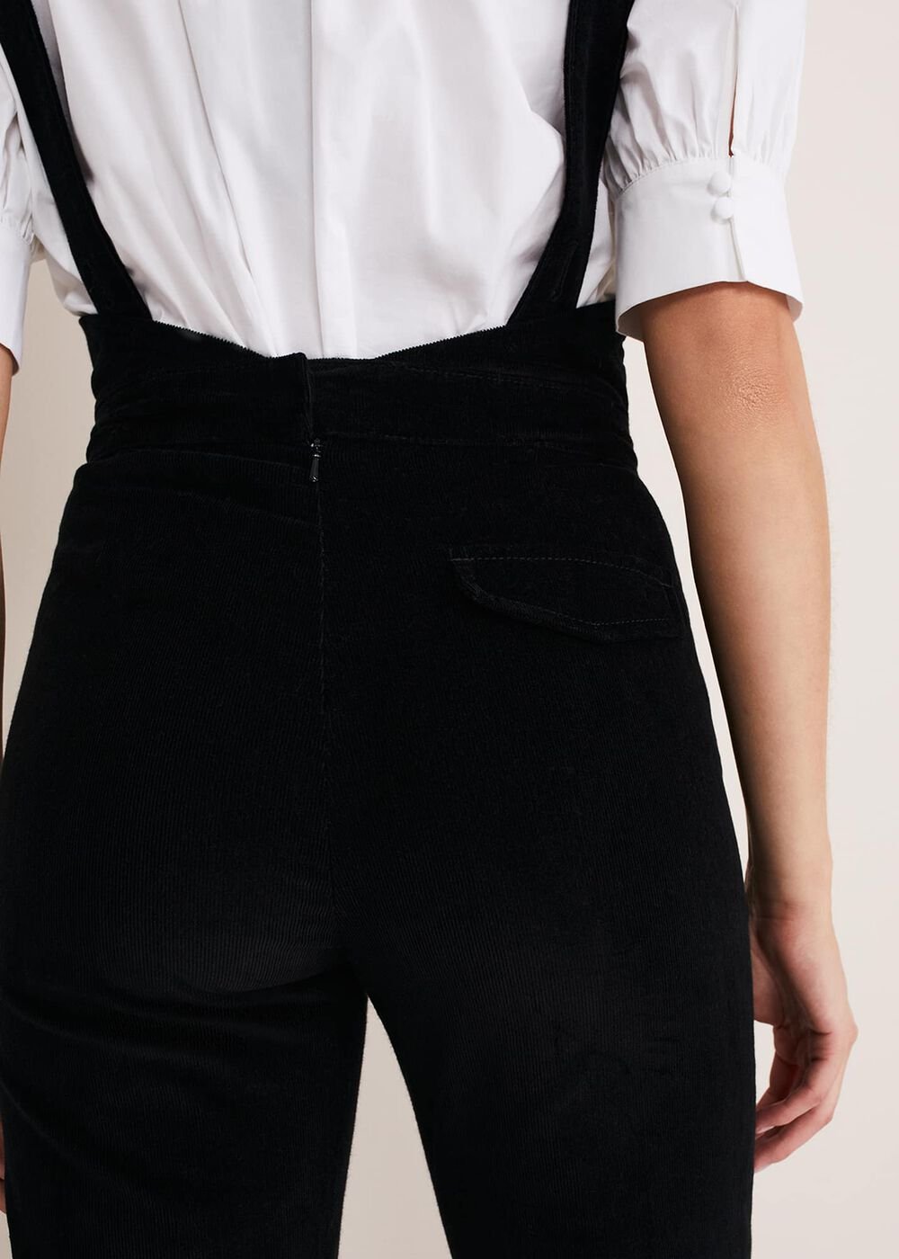 Jasira Corduroy Dungarees - Black