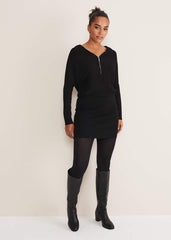 Becca Zip Neck Detail Dress - Black