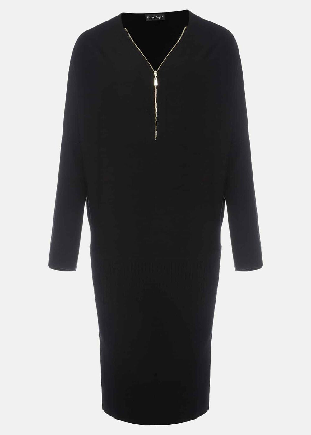 Becca Zip Neck Detail Dress - Black