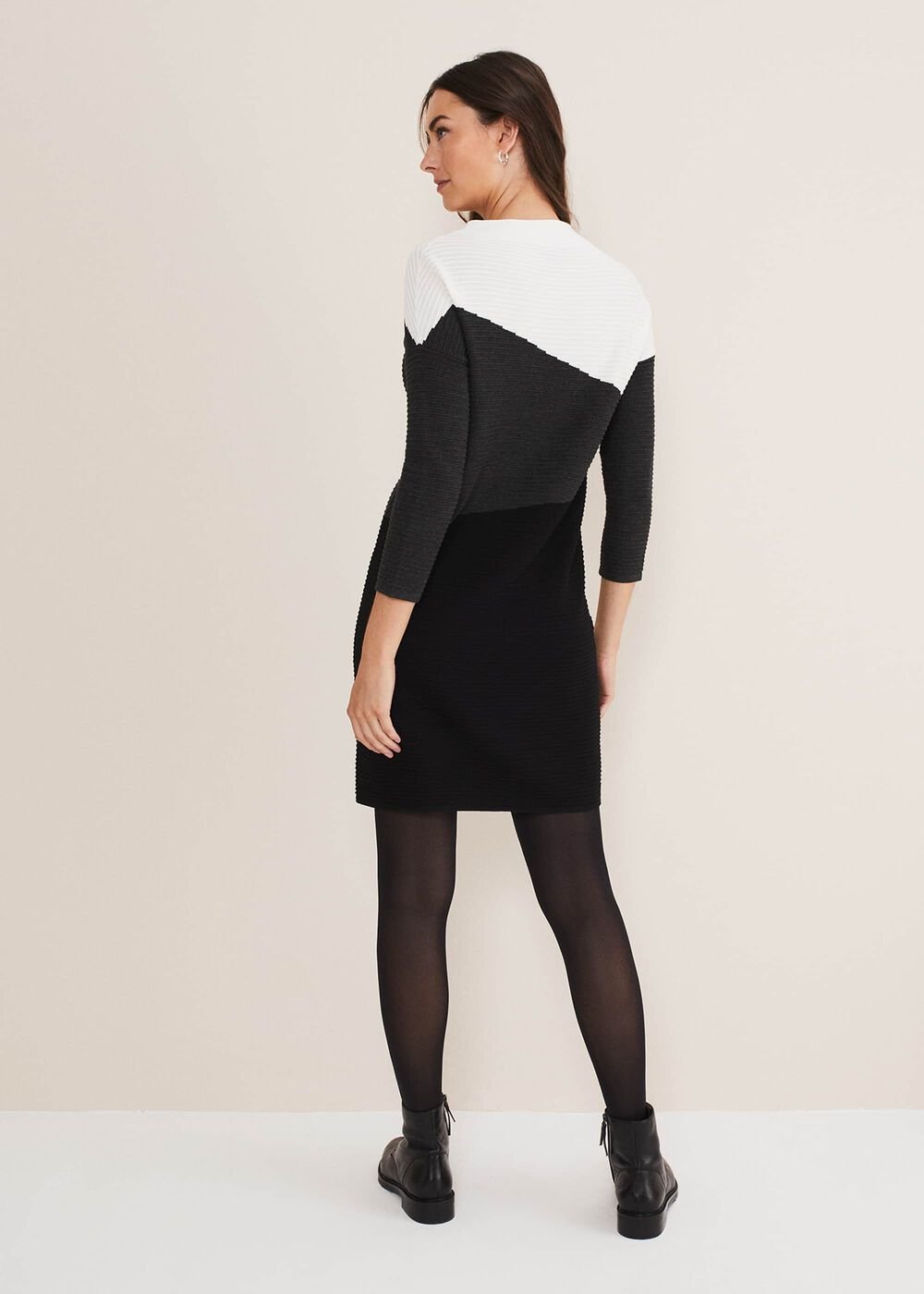 Mali Textured Stitch Colourblock Dress - Black/Multi