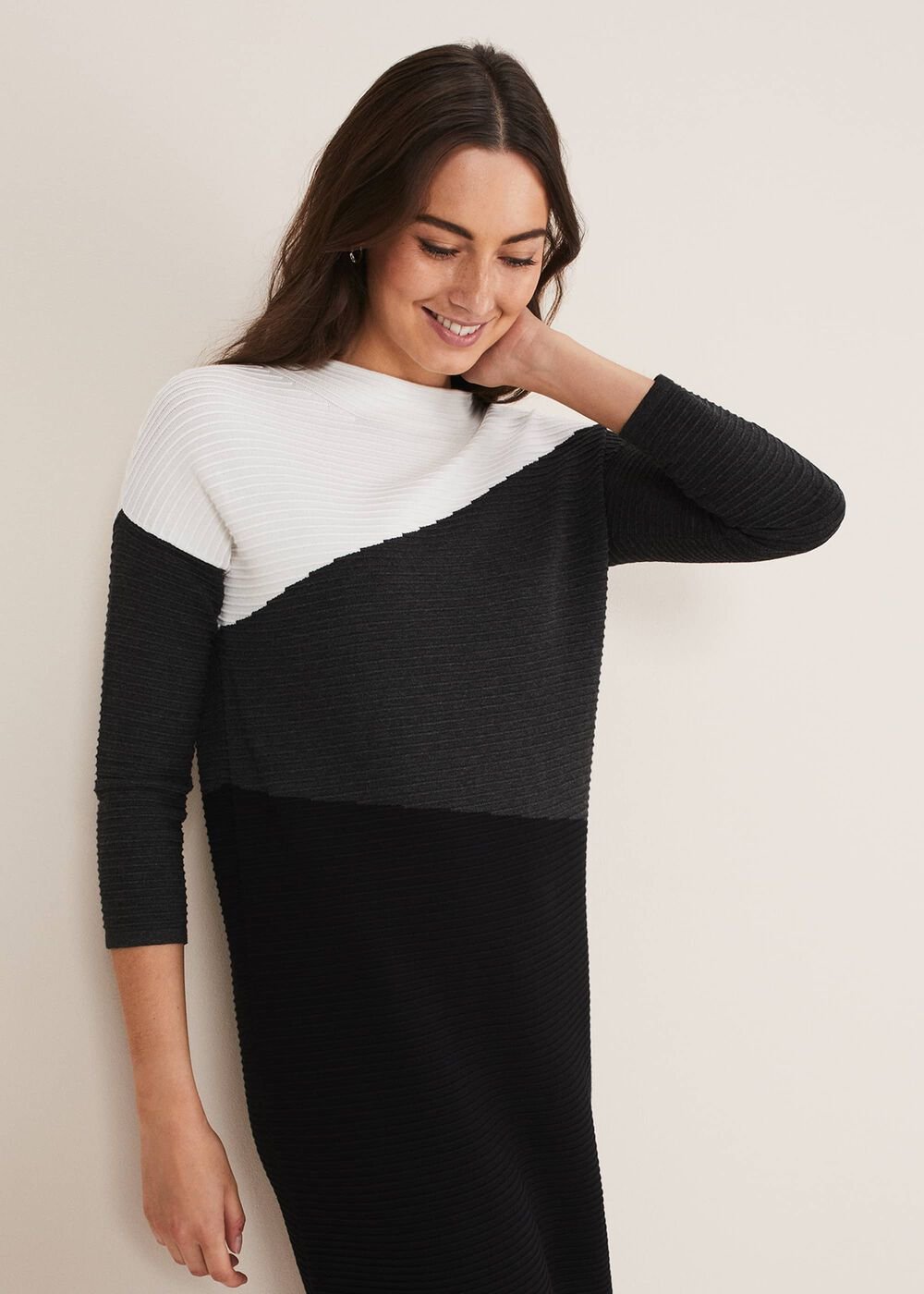 Mali Textured Stitch Colourblock Dress - Black/Multi