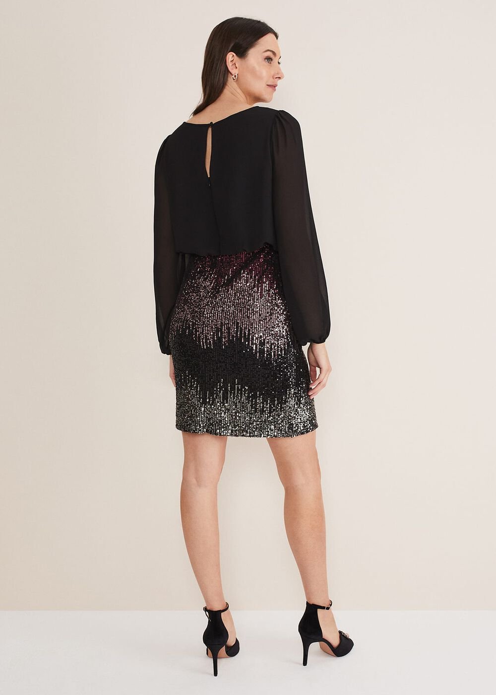 Angel Chiffon Sequin Dress - Black/Multi
