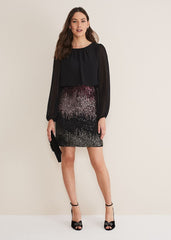 Angel Chiffon Sequin Dress - Black/Multi