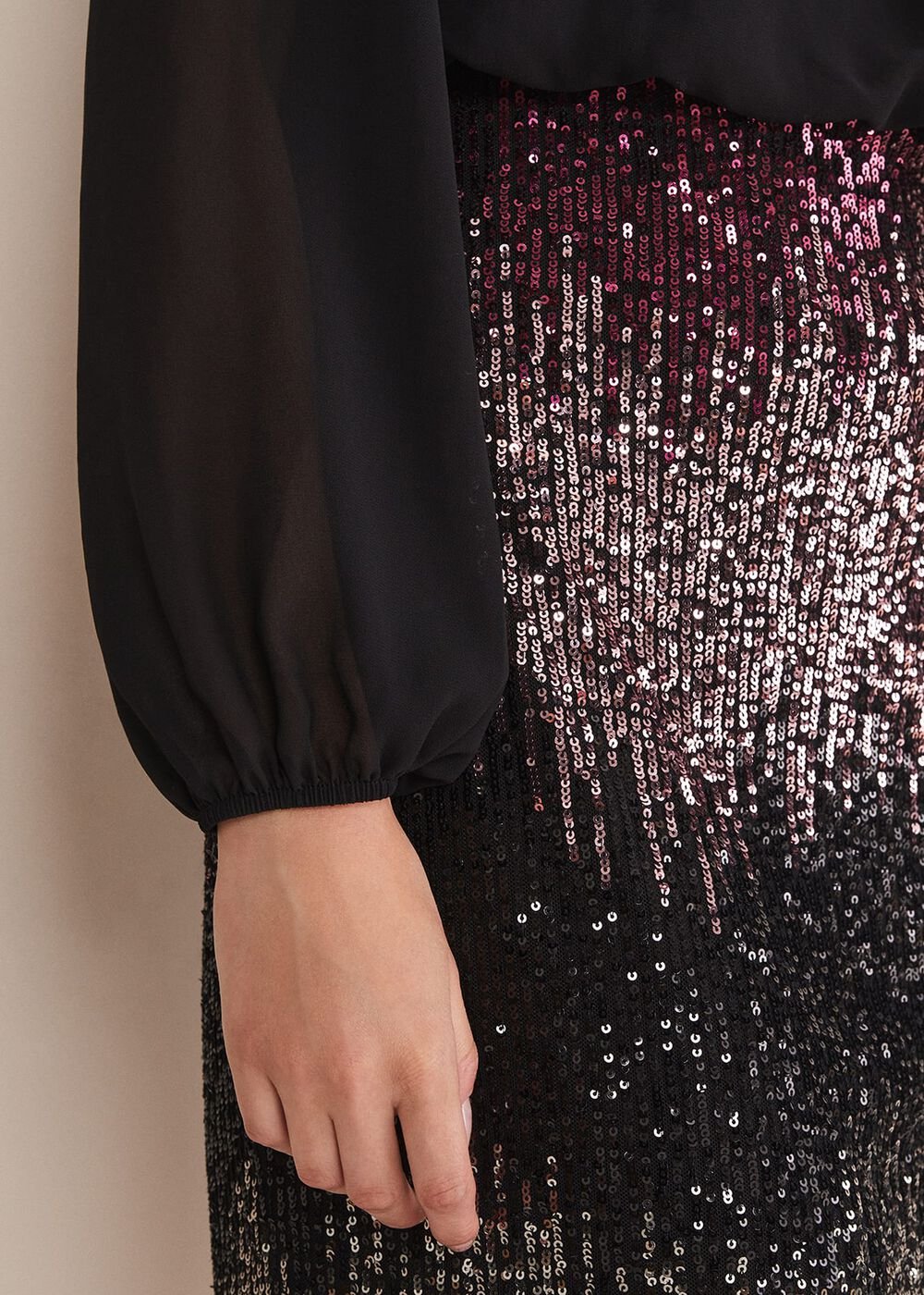 Angel Chiffon Sequin Dress - Black/Multi