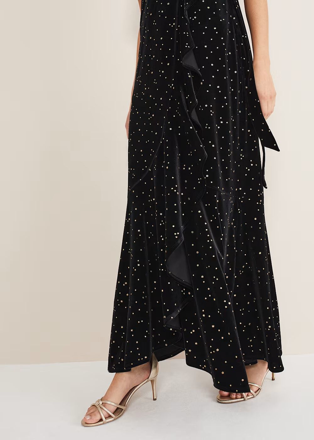Holly Velvet Star Wrap Maxi Dress - Black
