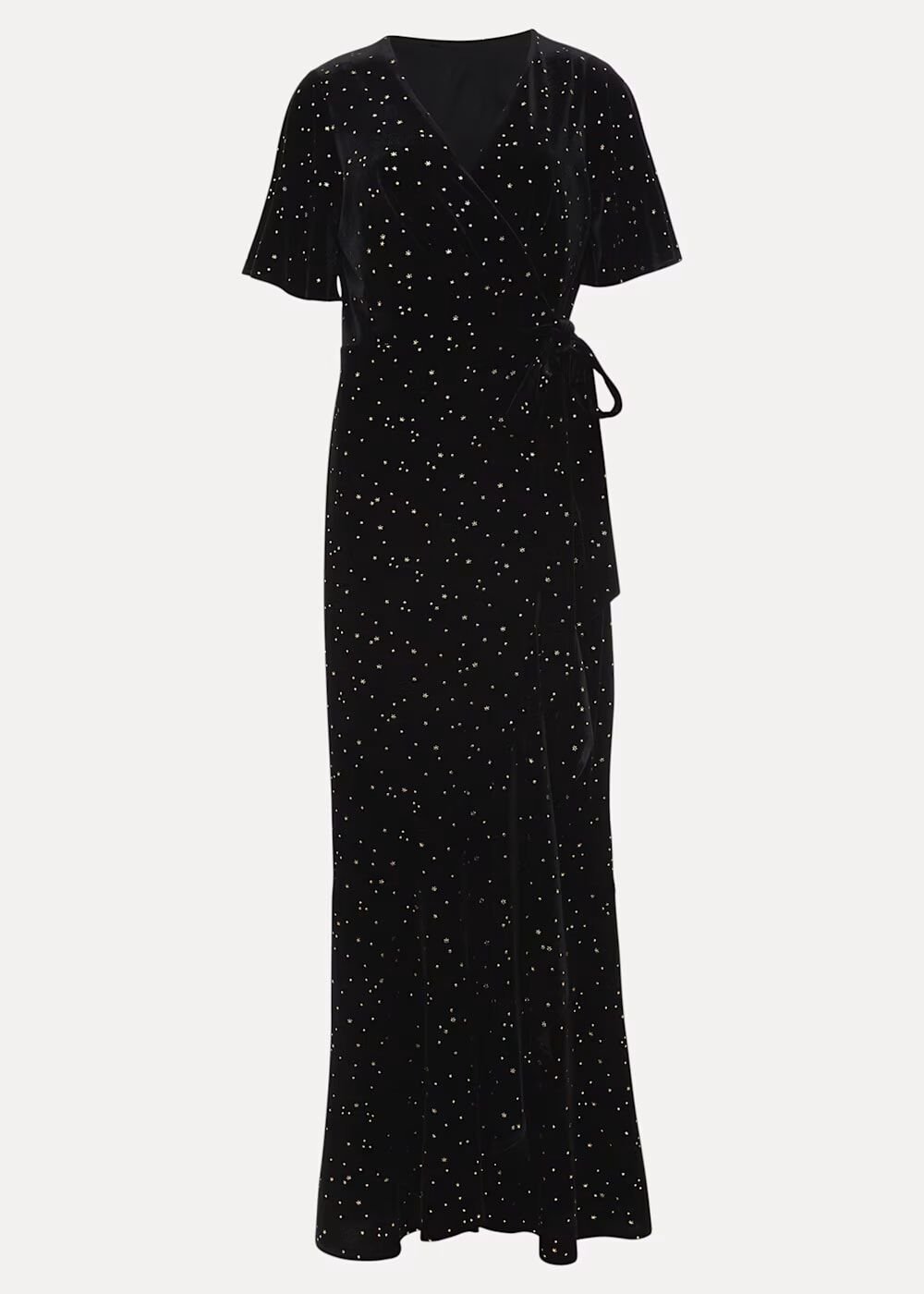 Holly Velvet Star Wrap Maxi Dress - Black
