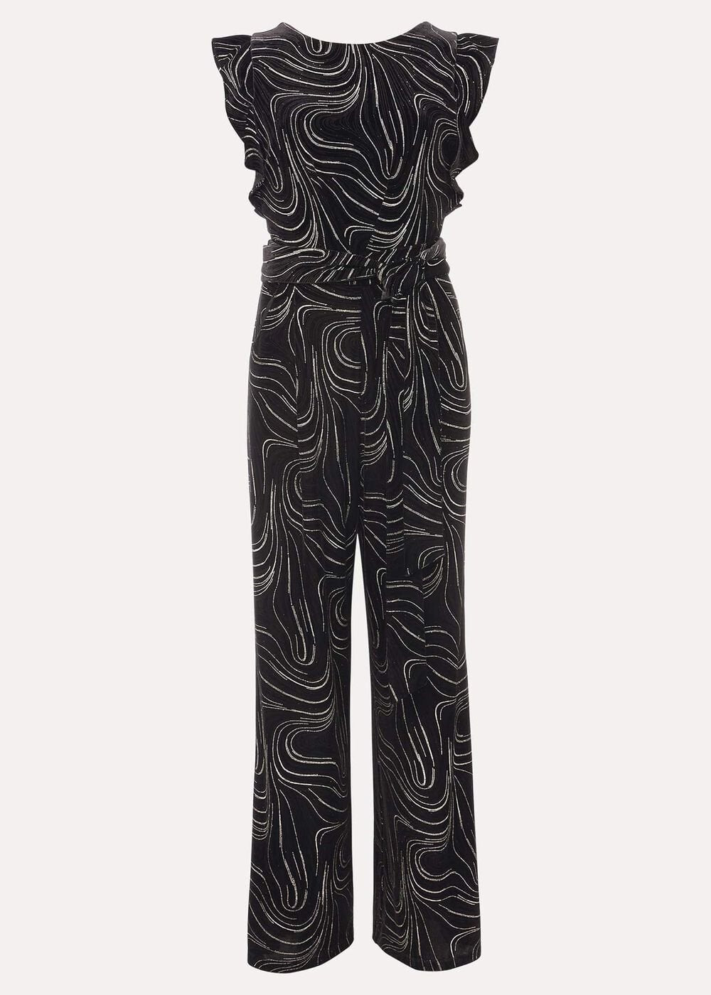 Victoriana Swirl Velvet Jumpsuit - Black/Gold