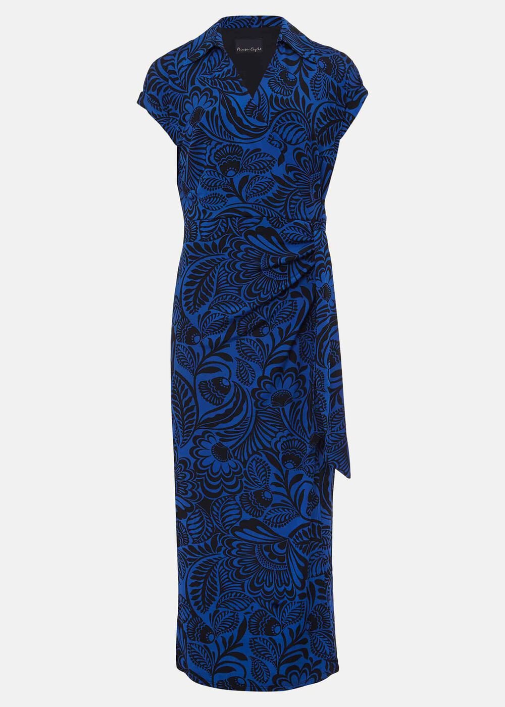 Mara Abstract Print Wrap Dress - Blue/Black