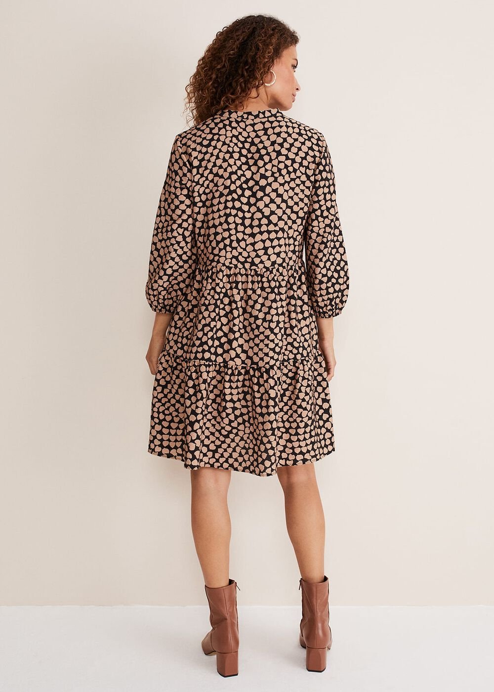 Kesia Hearts Swing Dress - Stone/Black