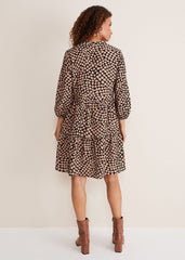 Kesia Hearts Swing Dress - Stone/Black
