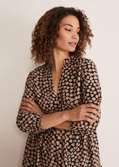 Kesia Hearts Swing Dress - Stone/Black