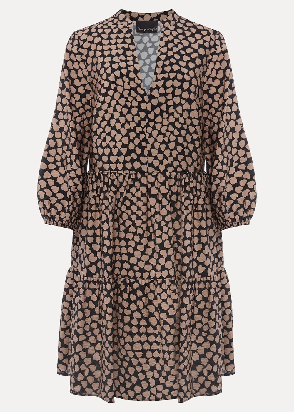 Kesia Hearts Swing Dress - Stone/Black