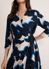 Rae Floral Wrap Dress - BLUE/CAMEL/PINK
