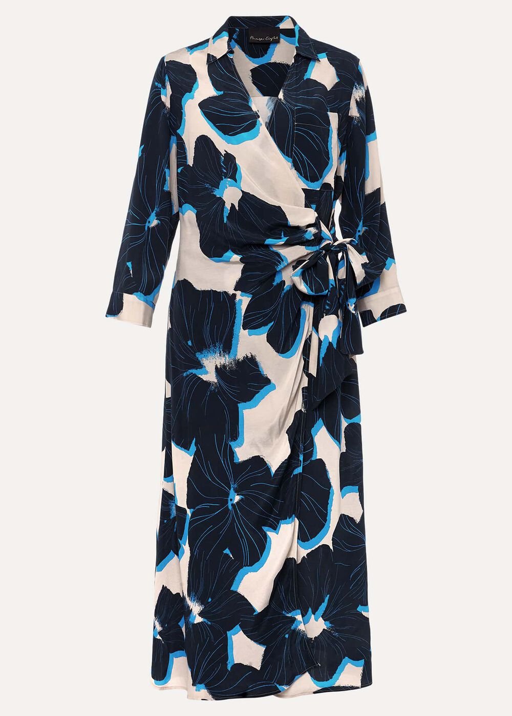 Rae Floral Wrap Dress - BLUE/CAMEL/PINK