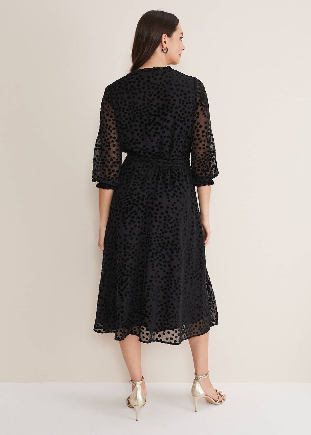 Isador Textured Fit And Flare Midi Dress - Black