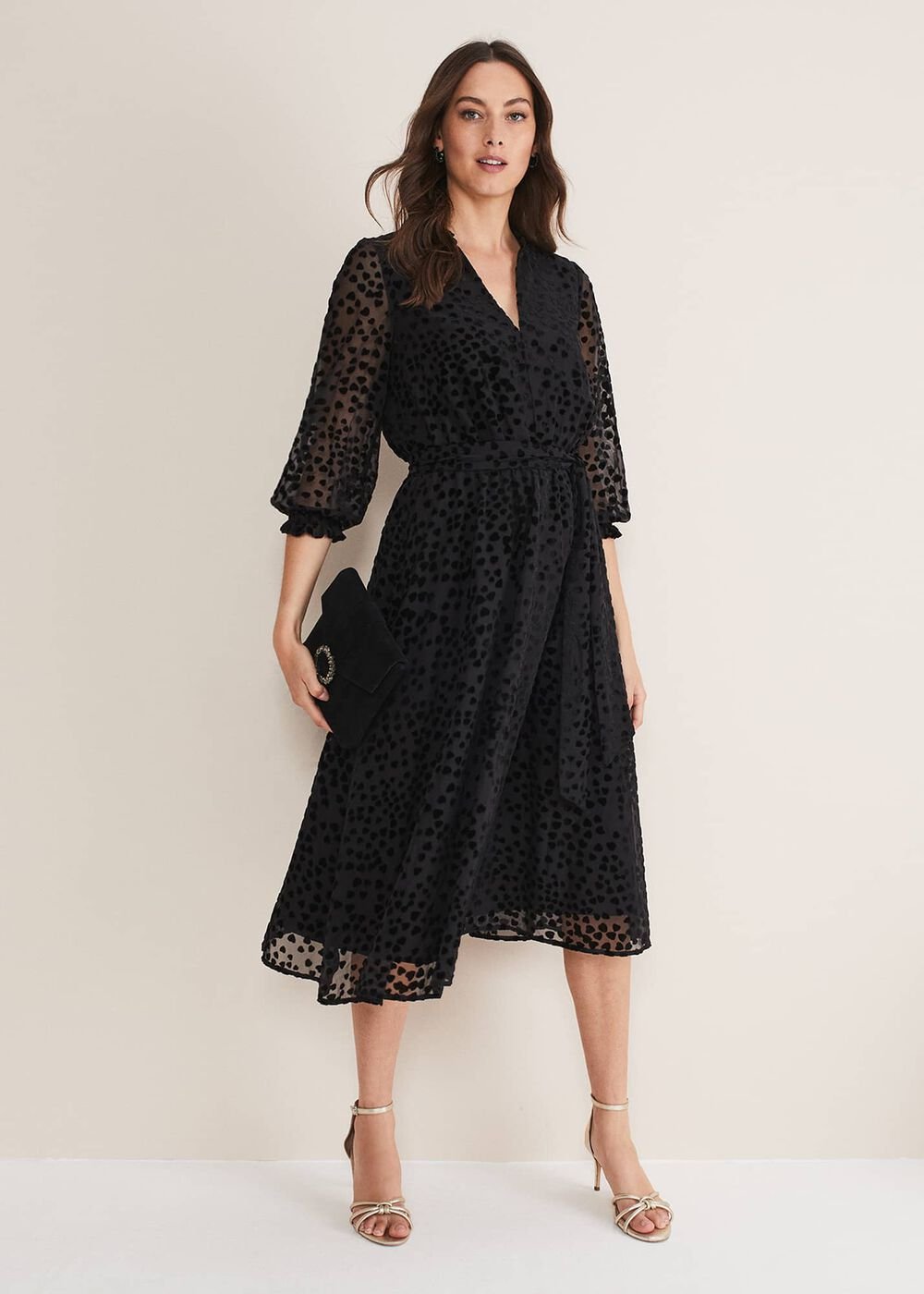 Isador Textured Fit And Flare Midi Dress - Black