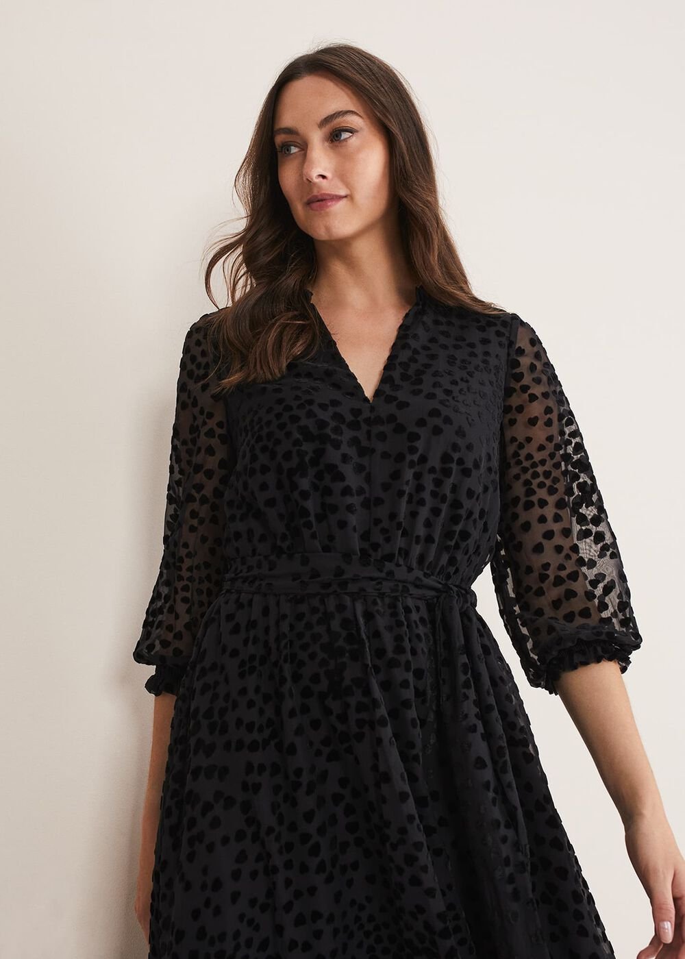 Isador Textured Fit And Flare Midi Dress - Black