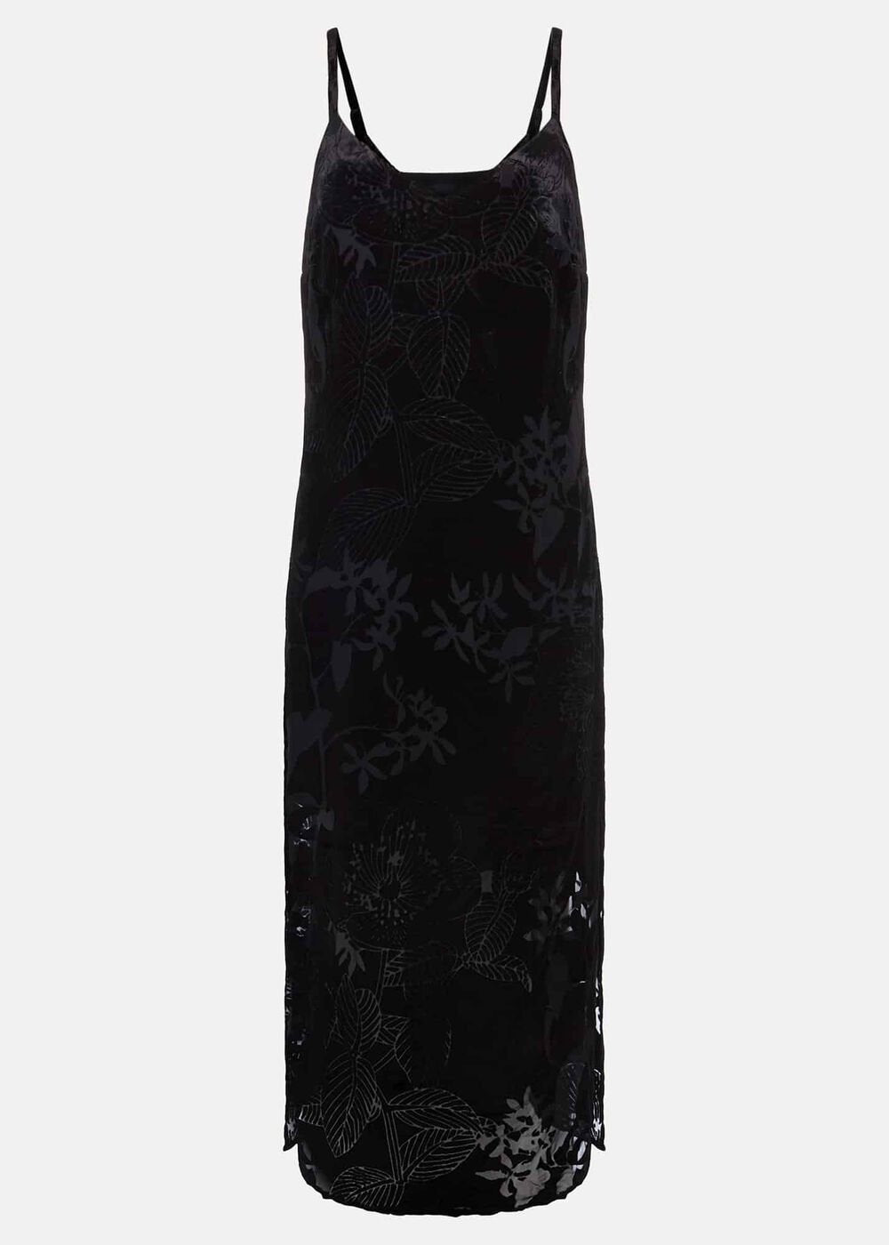 Fayette Textured Velvet Slip Dress - Black