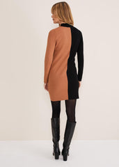 Eris Ribbed Colour Block Knit Tunic - Amber/Black