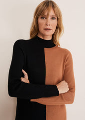 Eris Ribbed Colour Block Knit Tunic - Amber/Black