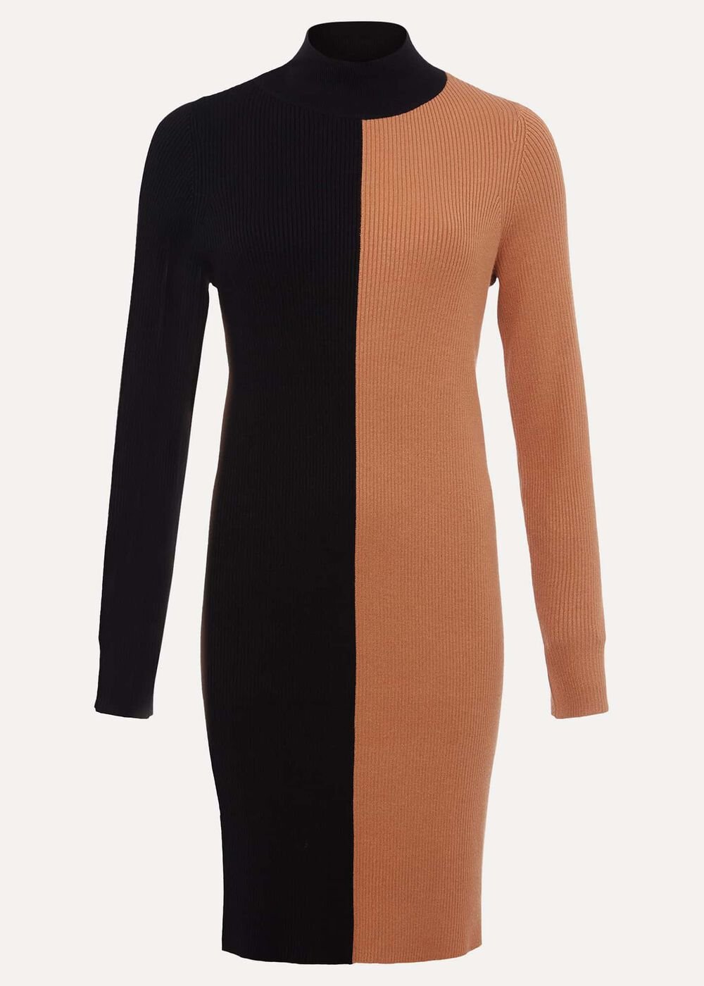 Eris Ribbed Colour Block Knit Tunic - Amber/Black