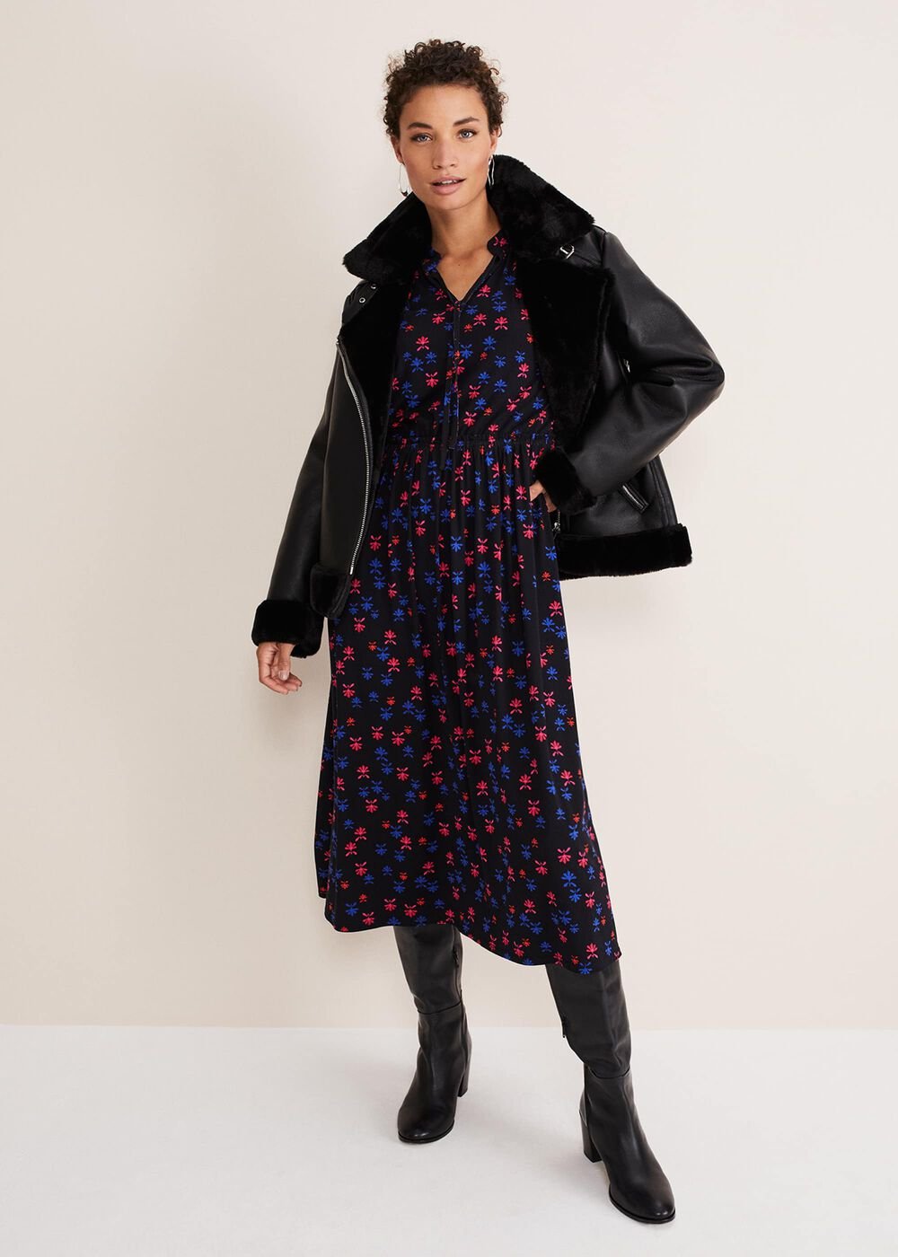 Karleen Ditsy Midi Dress - Multi/Navy