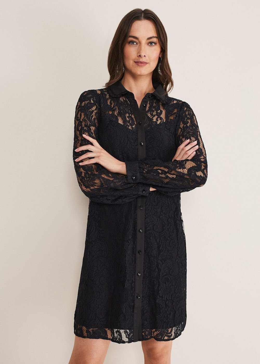 Maisy Lace Swing Dress - Black