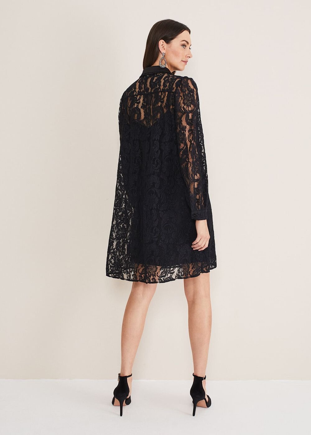 Maisy Lace Swing Dress - Black