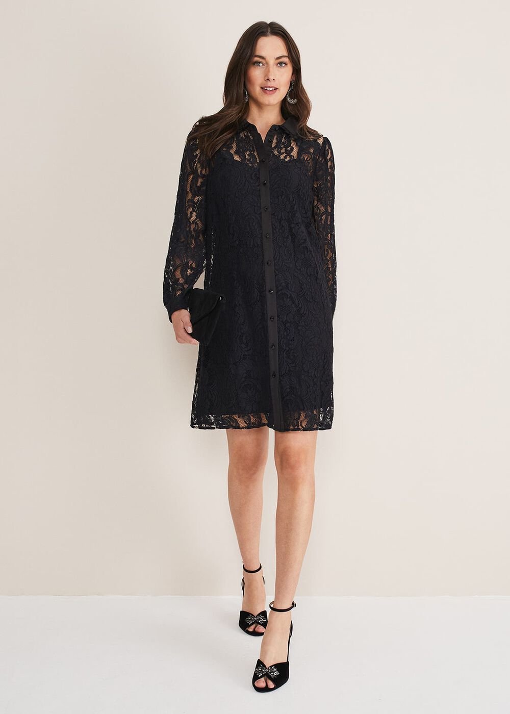 Maisy Lace Swing Dress - Black