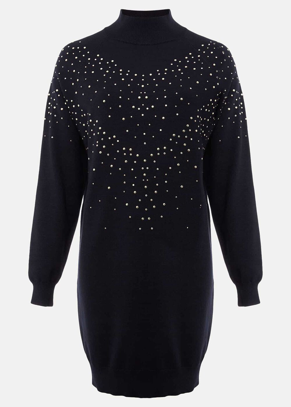 Helena Gold Stud Knit Dress - Midnight