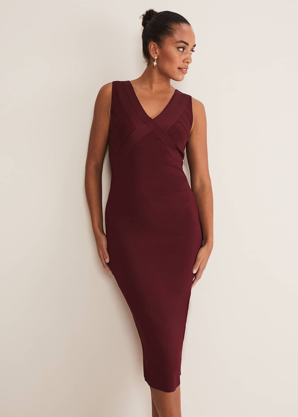 Fressia Cut Out Bandage Dress - Burgundy