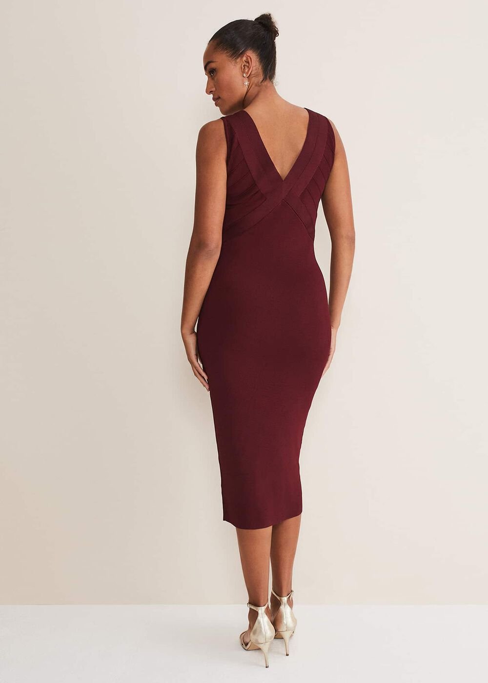 Fressia Cut Out Bandage Dress - Burgundy