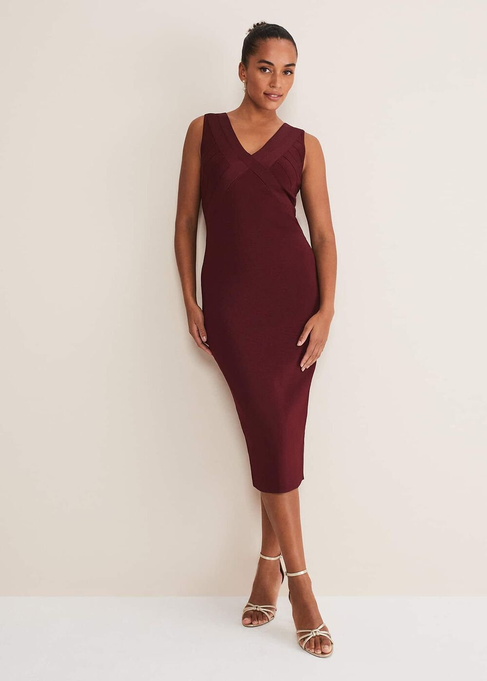 Fressia Cut Out Bandage Dress - Burgundy