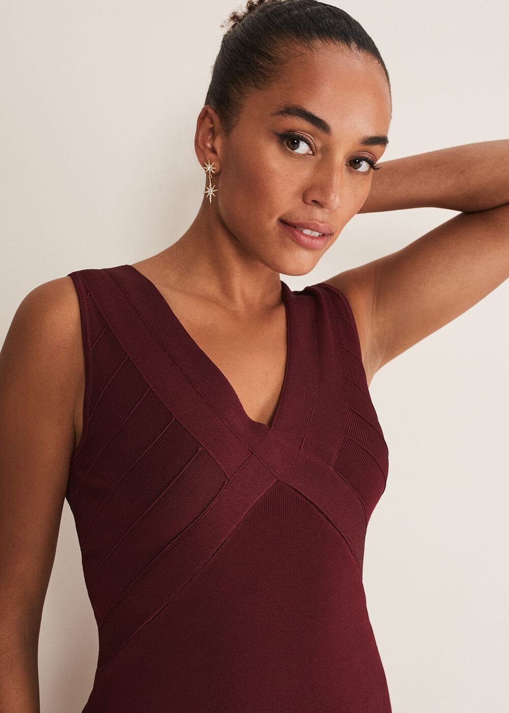 Fressia Cut Out Bandage Dress - Burgundy