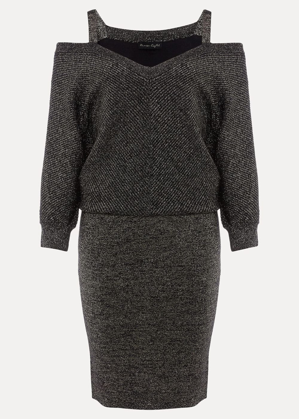 Florin Fitted Lurex Column Dress - Black/Gold