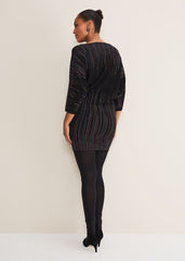 Becca Batwing Knitted Dress - Black/Multi