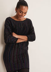 Becca Batwing Knitted Dress - Black/Multi