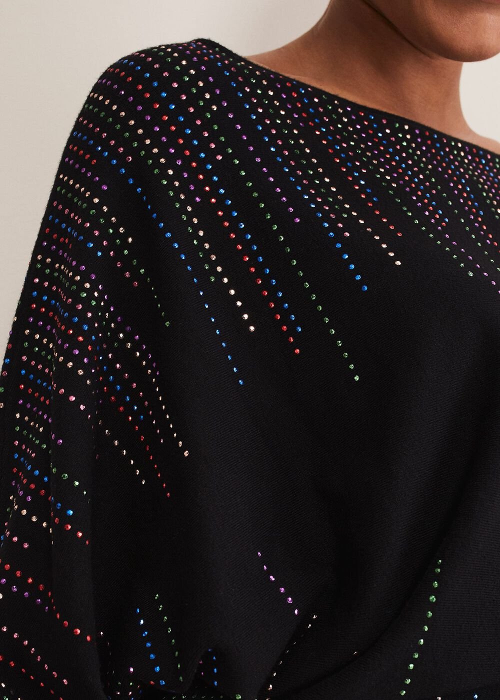 Becca Batwing Knitted Dress - Black/Multi