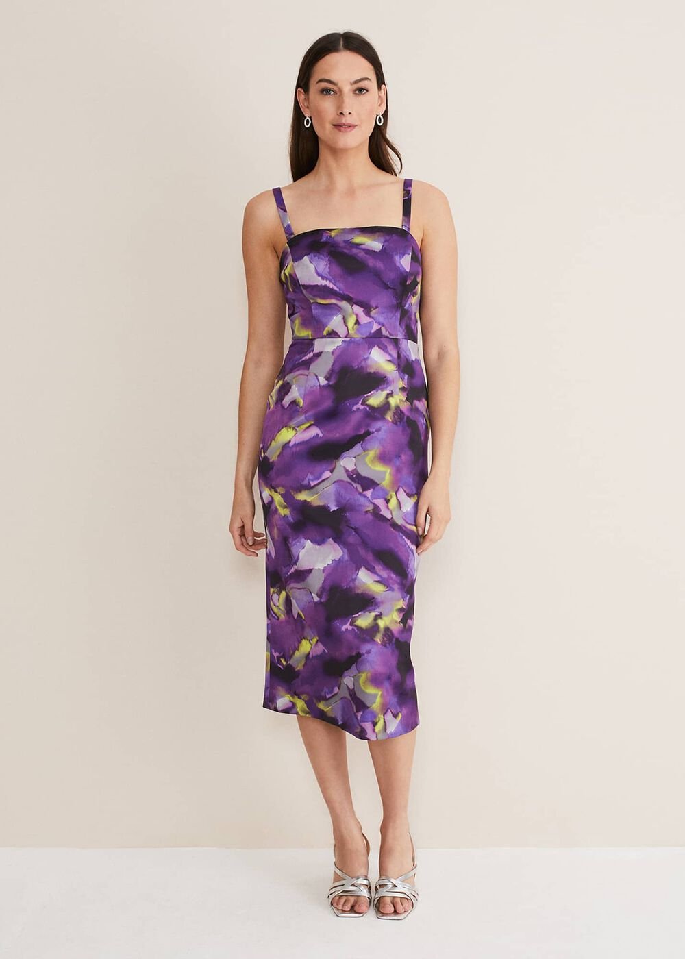 Adelita Abstract Print Dress - Purple Multi