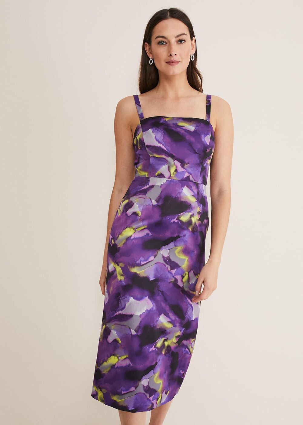 Adelita Abstract Print Dress - Purple Multi