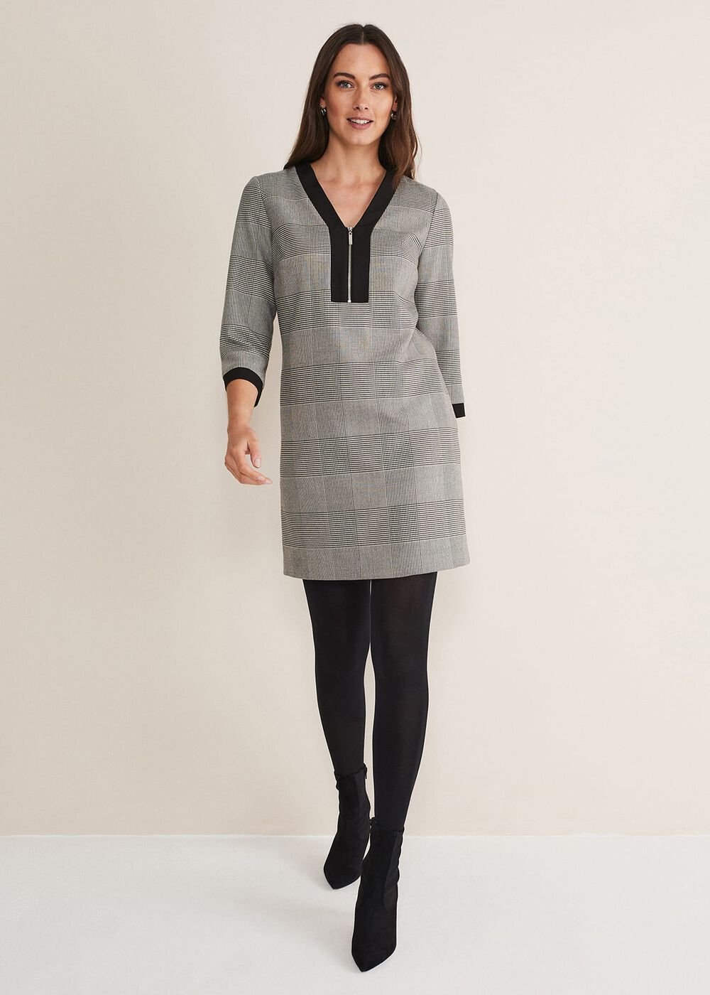 Soraya Check Midi Dress - Black/White