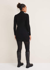 Arden Zip Detail Colour Block Knit Dress - Cobalt/Black