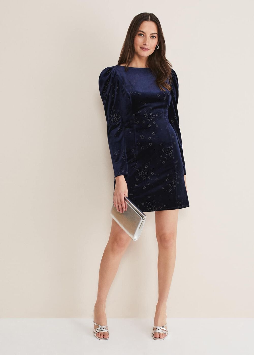 Daria Velvet Star Dress - Midnight/Pewter