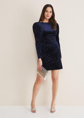 Daria Velvet Star Dress - Midnight/Pewter